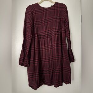wild fable Red and Black Plaid Shirt Dress